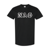 Nu Alpha Phi - Old English T-shirt (Black on White)