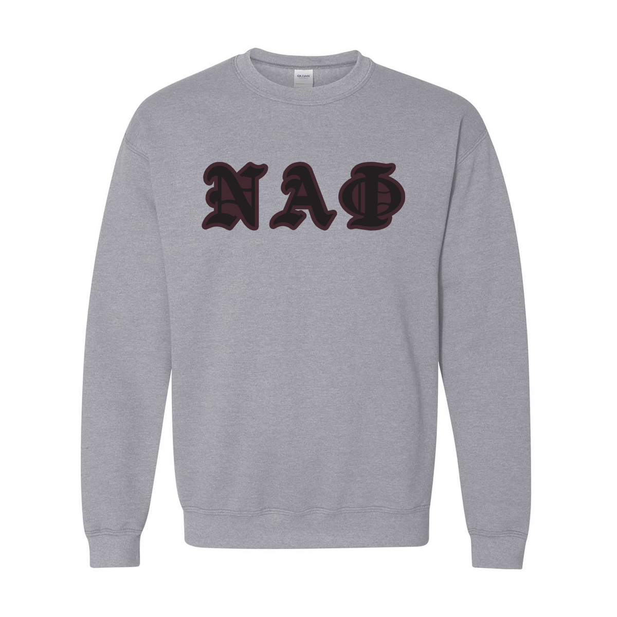 Nu Alpha Phi - Old English Crewneck (Black on Maroon)– MKC Threads