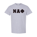 Nu Alpha Phi - Standard T-shirt (Black on Maroon)